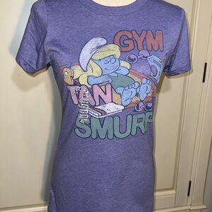 JUNK FOOD SMURFS SMURFETTE GYM TAN SMURF JERSEY SHORE STYLE T-SHIRT SIZE XL NEW